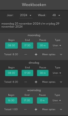Weekboeken via app URENBOEKEN
